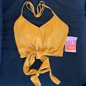 Tied up swim top ribbed mustard yellow kortni Jeane